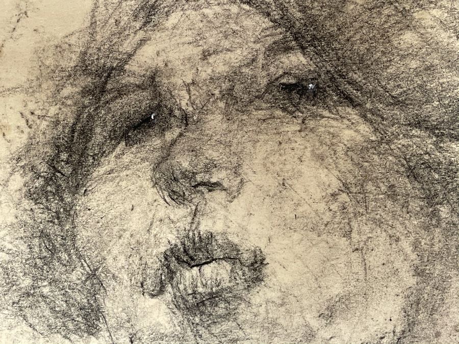 Max Turner Unsigned Original Face Portrait Drawing On Paper 12 X 16 [Photo 7]