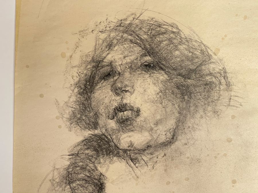 Max Turner Unsigned Original Face Portrait Drawing On Paper 12 X 16 [Photo 5]