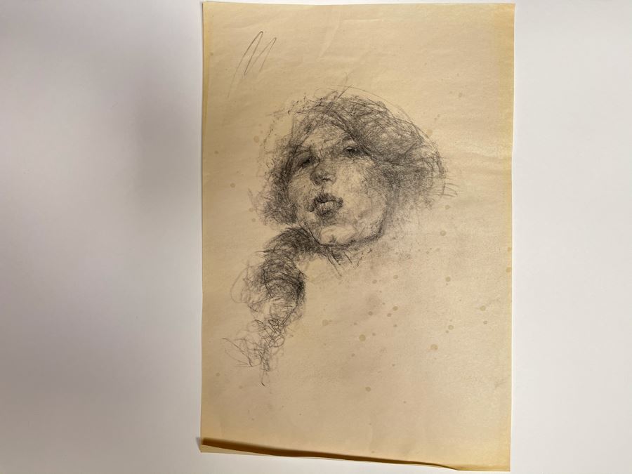Max Turner Unsigned Original Face Portrait Drawing On Paper 12 X 16 [Photo 2]