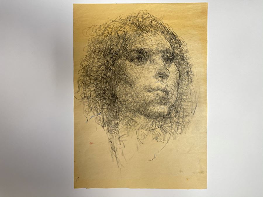 Max Turner Unsigned Original Face Portrait Drawing On Paper 12 X 16 [Photo 2]