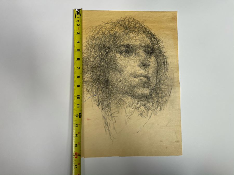 Max Turner Unsigned Original Face Portrait Drawing On Paper 12 X 16 [Photo 10]