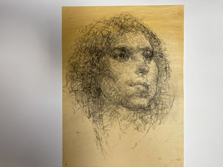 Max Turner Unsigned Original Face Portrait Drawing On Paper 12 X 16 [Photo 3]