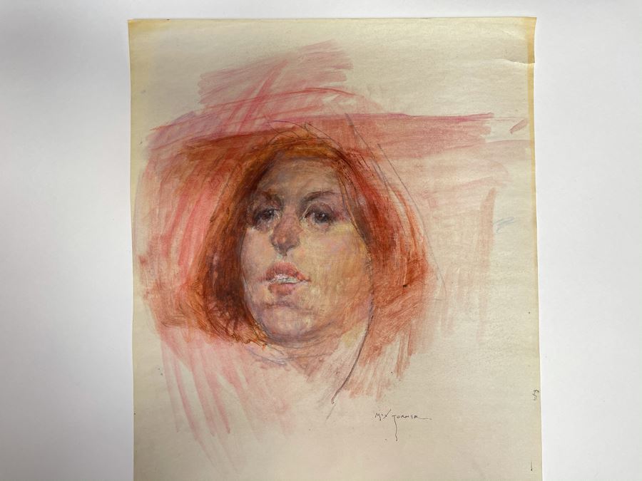 Max Turner Signed Original Face Portrait Drawing On Paper 12 X 14 [Photo 4]