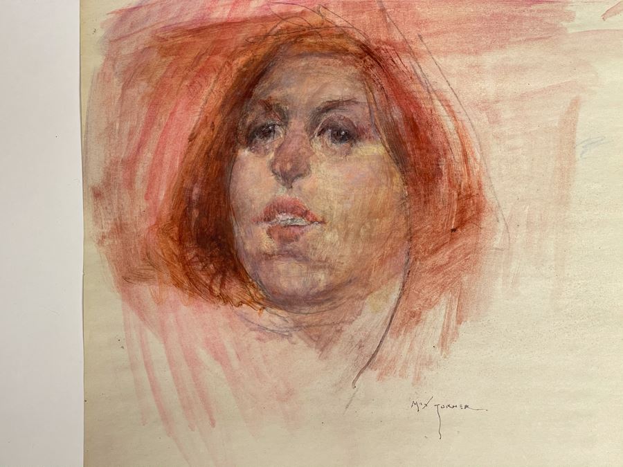 Max Turner Signed Original Face Portrait Drawing On Paper 12 X 14 [Photo 5]