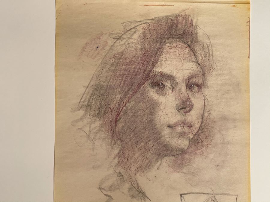 Max Turner Unsigned Original Face Portrait Drawing On Paper 12 X 17 [Photo 4]