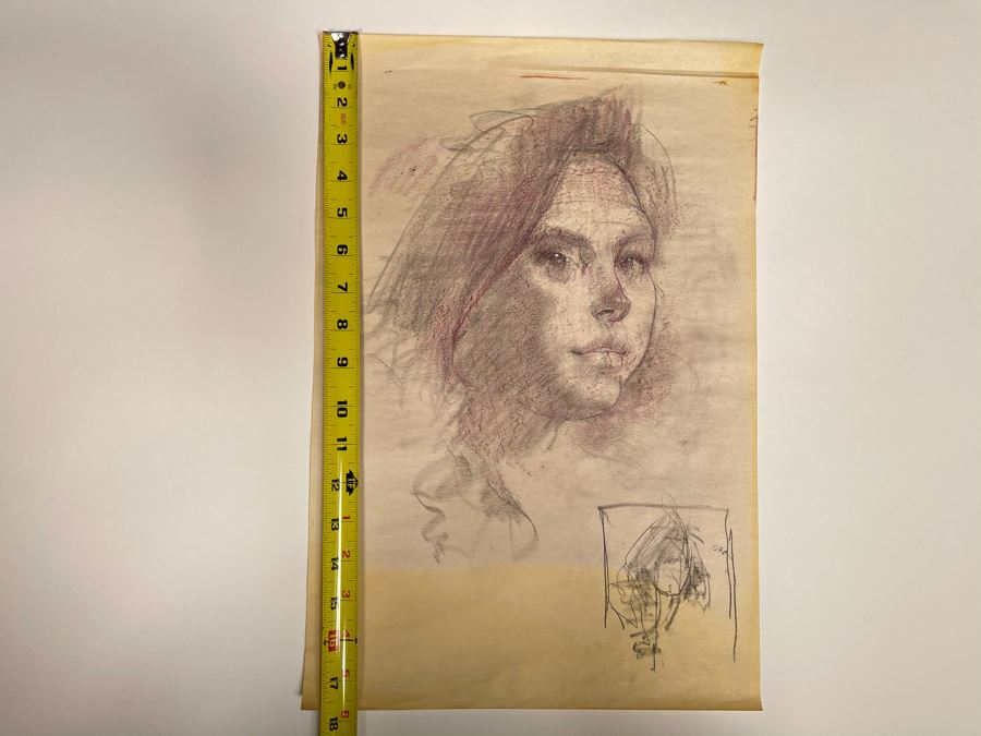Max Turner Unsigned Original Face Portrait Drawing On Paper 12 X 17 [Photo 11]