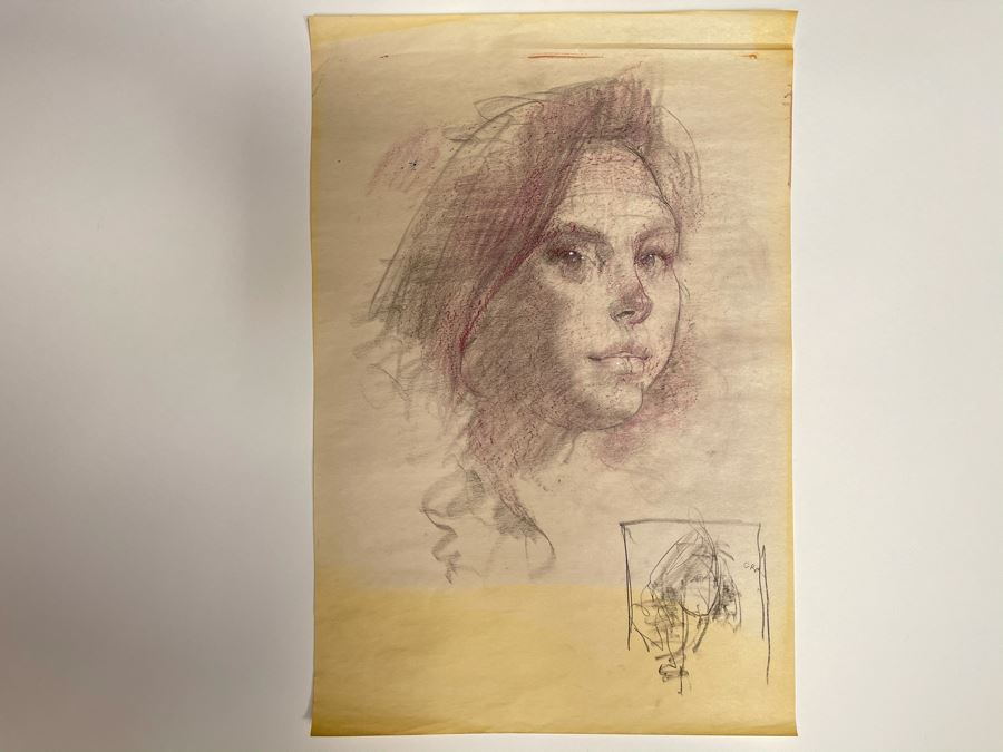 Max Turner Unsigned Original Face Portrait Drawing On Paper 12 X 17 [Photo 2]