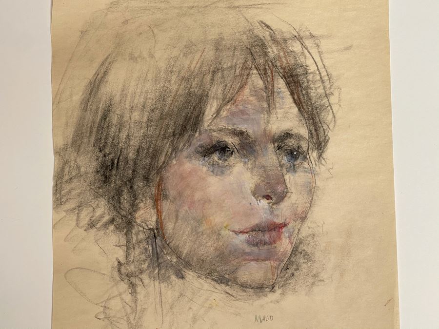 Max Turner Unsigned Original Face Portrait Drawing On Paper Maud 10 X 14 [Photo 6]