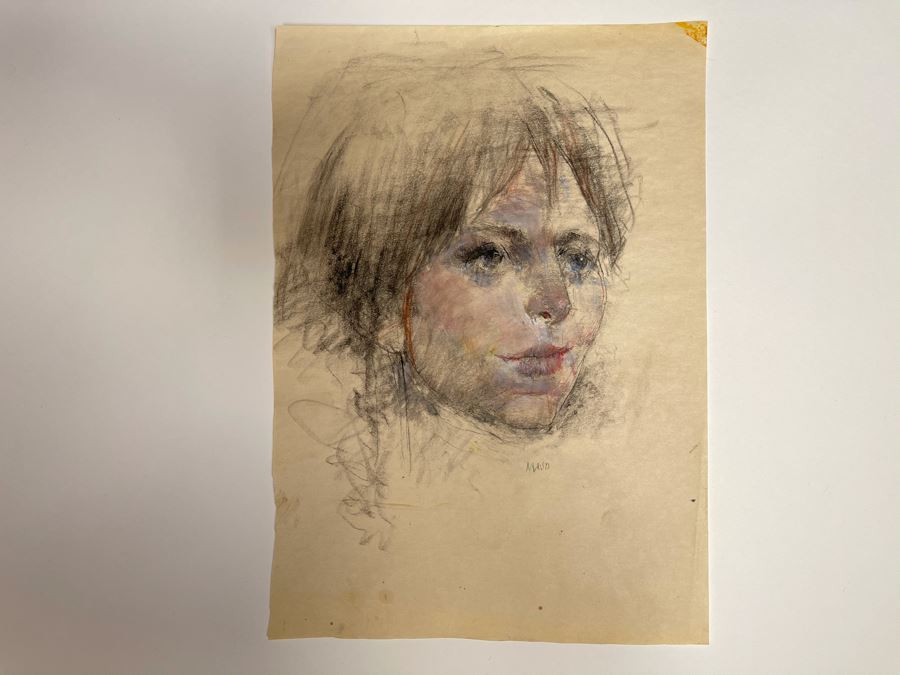 Max Turner Unsigned Original Face Portrait Drawing On Paper Maud 10 X 14 [Photo 2]