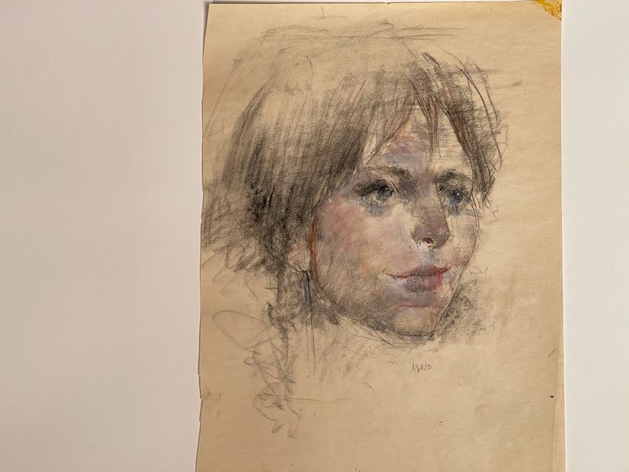 Max Turner Unsigned Original Face Portrait Drawing On Paper Maud 10 X 14 [Photo 4]