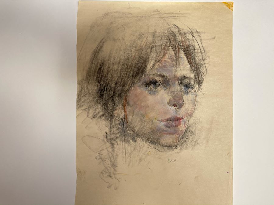 Max Turner Unsigned Original Face Portrait Drawing On Paper Maud 10 X 14 [Photo 3]