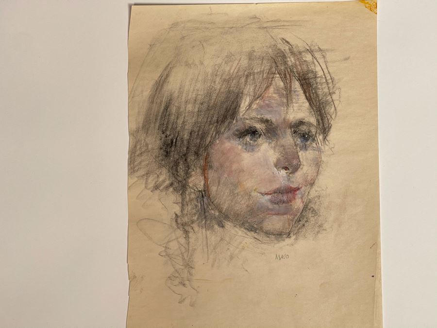 Max Turner Unsigned Original Face Portrait Drawing On Paper Maud 10 X 14 [Photo 5]