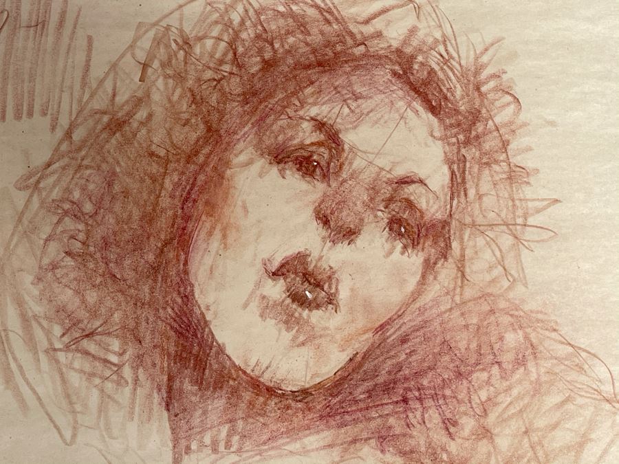 Max Turner Unsigned Original Face Portrait Drawing On Paper 11.5 X 13 [Photo 4]