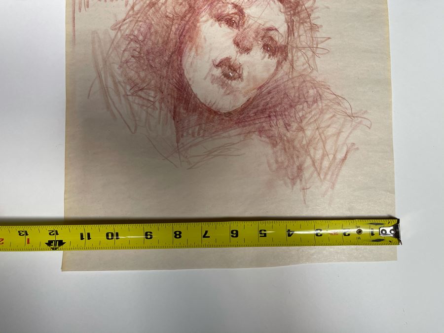Max Turner Unsigned Original Face Portrait Drawing On Paper 11.5 X 13 [Photo 8]