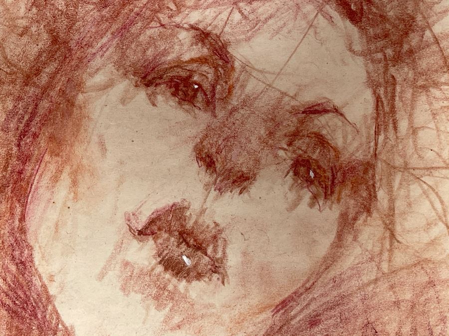 Max Turner Unsigned Original Face Portrait Drawing On Paper 11.5 X 13 [Photo 6]