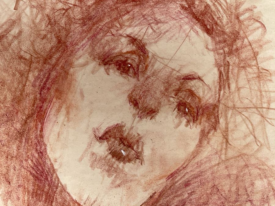 Max Turner Unsigned Original Face Portrait Drawing On Paper 11.5 X 13 [Photo 5]