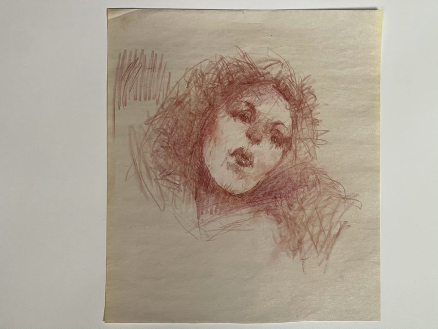 Max Turner Unsigned Original Face Portrait Drawing On Paper 11.5 X 13 [Photo 2]