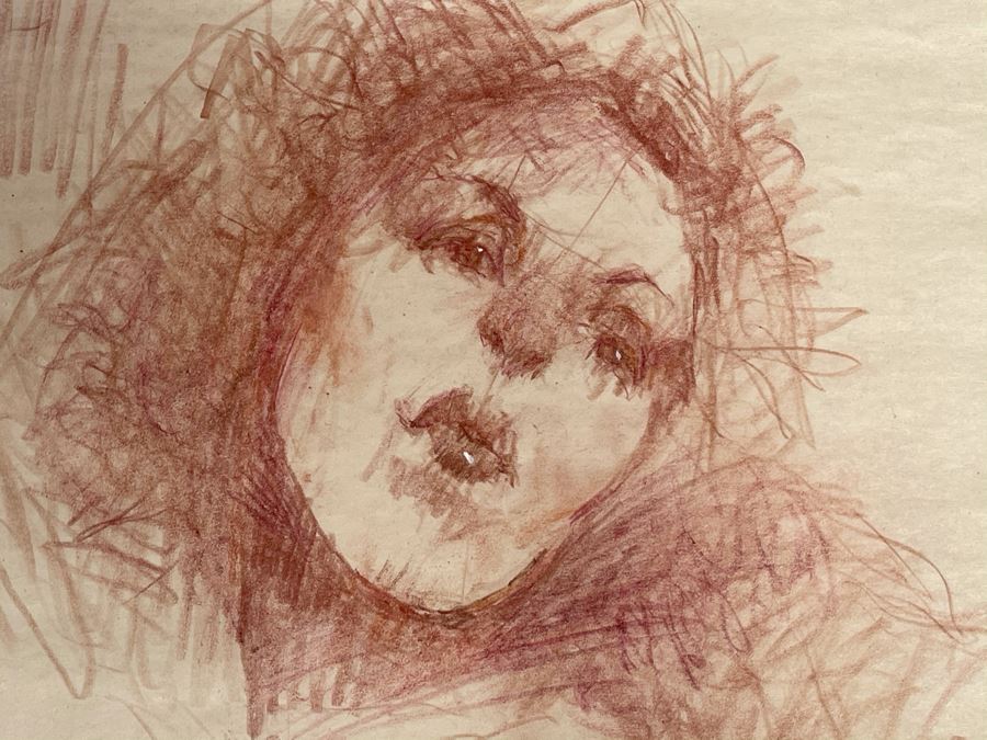 Max Turner Unsigned Original Face Portrait Drawing On Paper 11.5 X 13 [Photo 7]