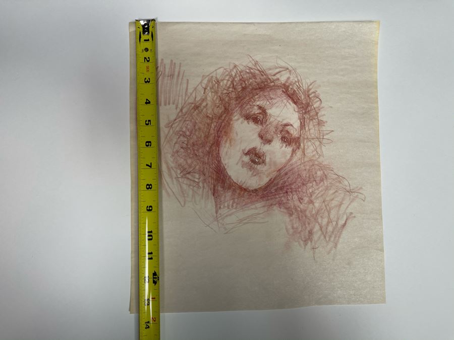 Max Turner Unsigned Original Face Portrait Drawing On Paper 11.5 X 13 [Photo 9]
