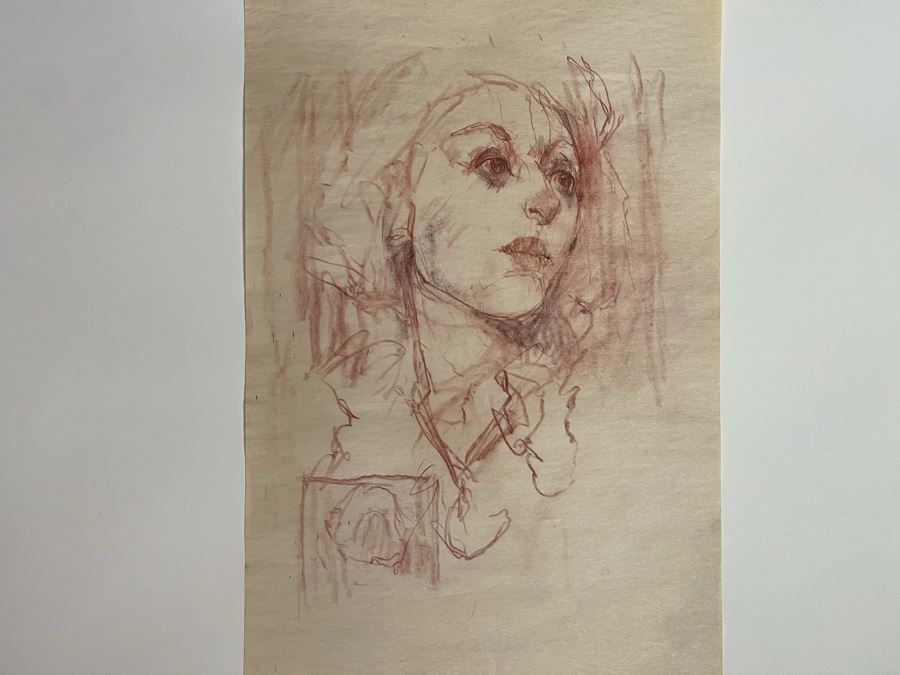 Max Turner Unsigned Original Face Portrait Drawing On Paper 11.5 X 17 [Photo 3]
