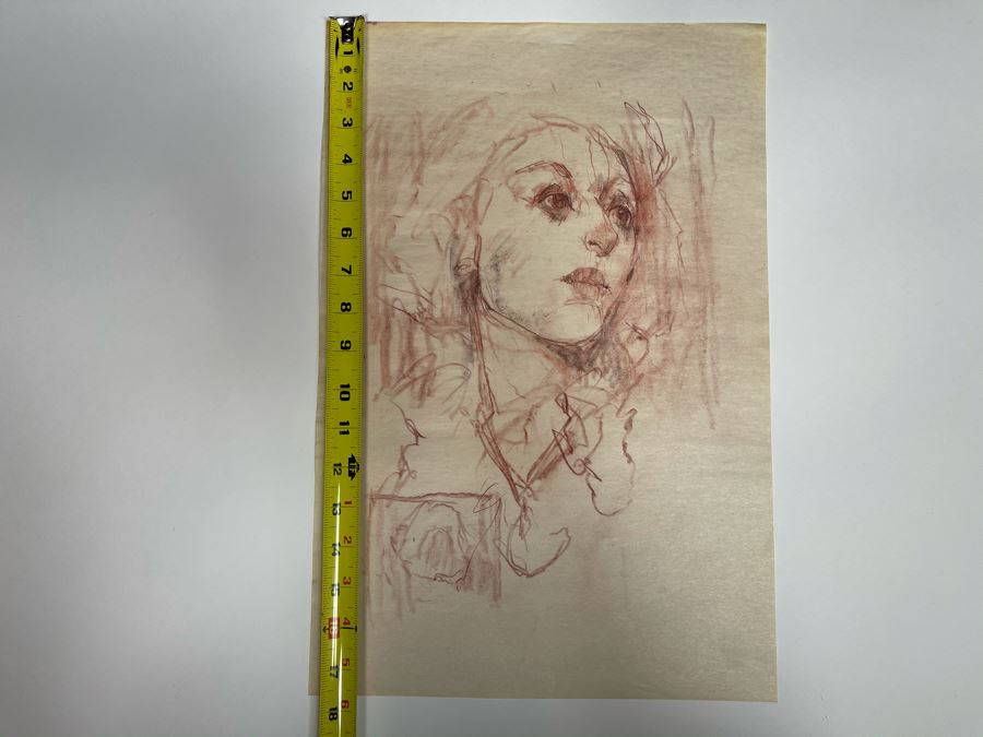 Max Turner Unsigned Original Face Portrait Drawing On Paper 11.5 X 17 [Photo 10]