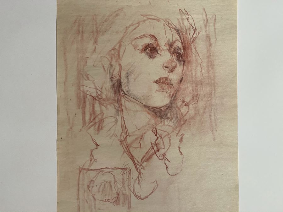 Max Turner Unsigned Original Face Portrait Drawing On Paper 11.5 X 17 [Photo 4]