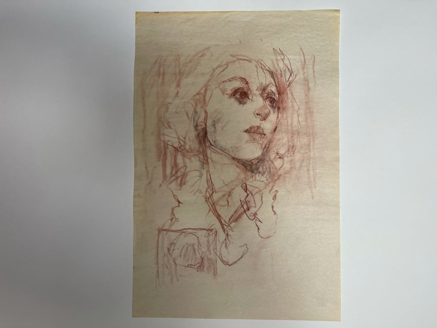 Max Turner Unsigned Original Face Portrait Drawing On Paper 11.5 X 17 [Photo 2]