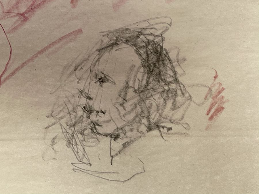 Max Turner Unsigned Original Face Portrait Drawing On Paper 11.5 X 15 [Photo 8]