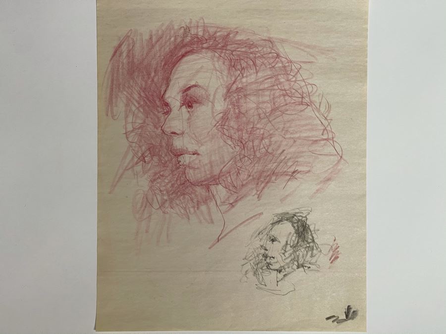 Max Turner Unsigned Original Face Portrait Drawing On Paper 11.5 X 15 [Photo 1]