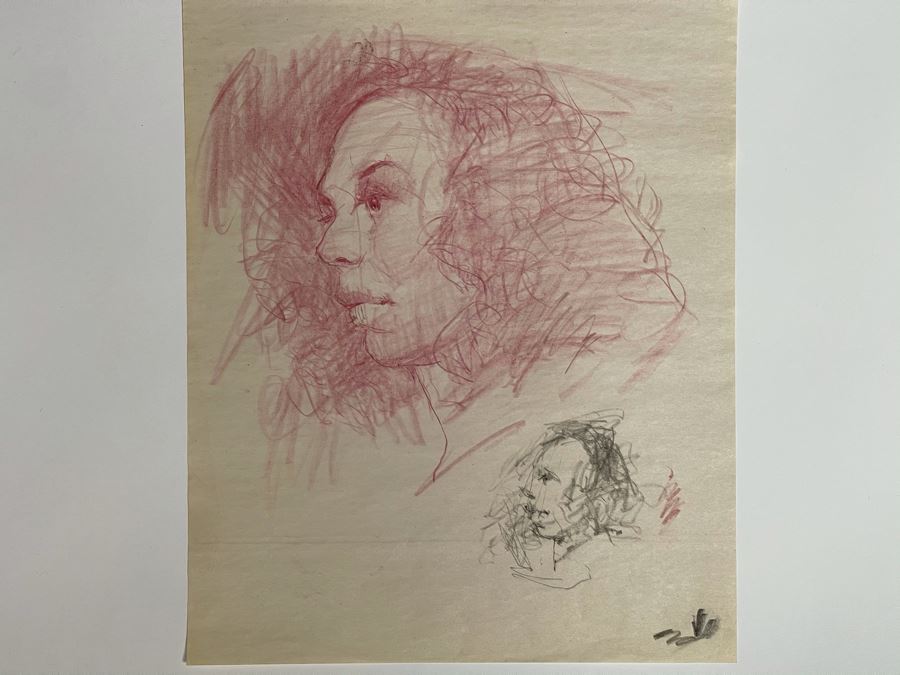 Max Turner Unsigned Original Face Portrait Drawing On Paper 11.5 X 15 [Photo 3]