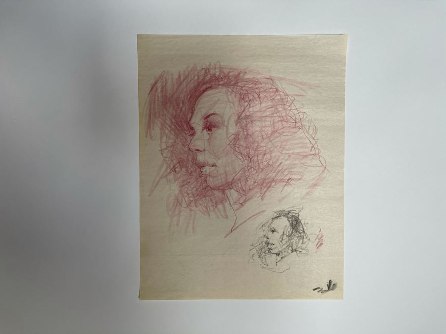 Max Turner Unsigned Original Face Portrait Drawing On Paper 11.5 X 15 [Photo 2]