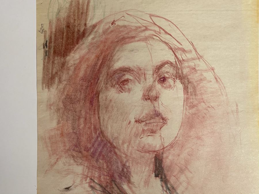 Max Turner Unsigned Original Face Portrait Drawing On Paper 12 X 17 [Photo 3]