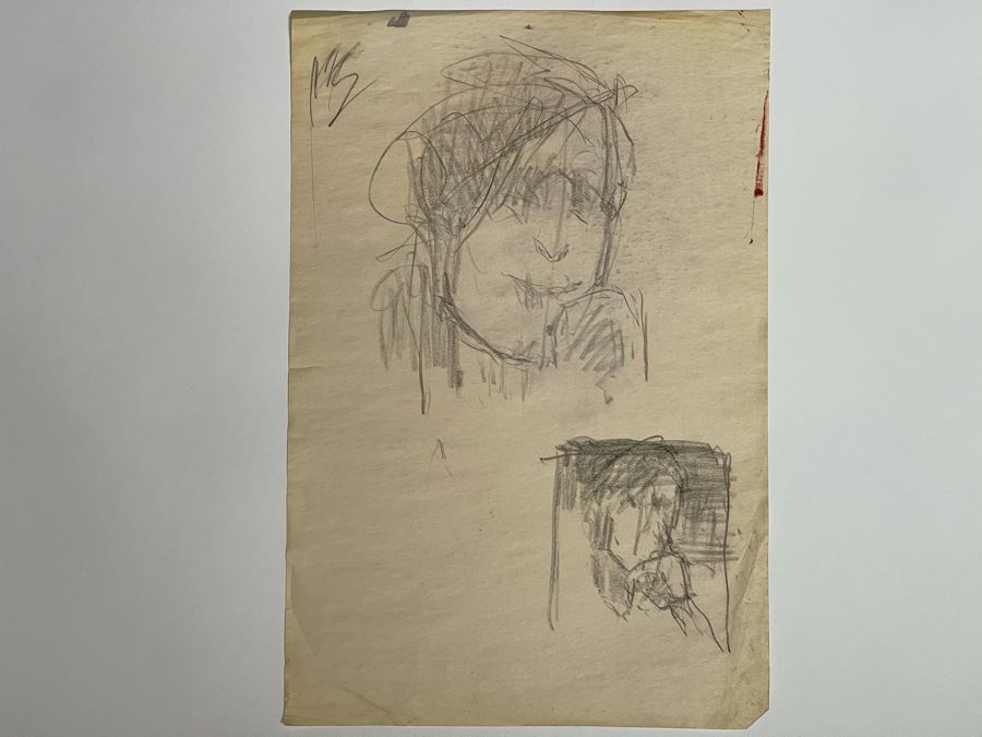 Max Turner Unsigned Original Face Portrait Drawing On Paper (Sketches On Back Of Paper) 11.5 X 17 [Photo 7]