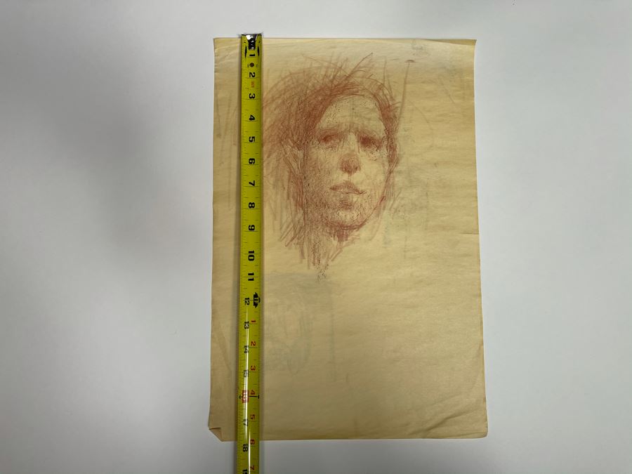 Max Turner Unsigned Original Face Portrait Drawing On Paper (Sketches On Back Of Paper) 11.5 X 17 [Photo 9]