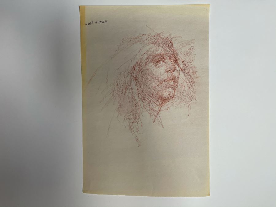 Max Turner Unsigned Original Face Portrait Drawing On Paper 12 X 15 [Photo 2]