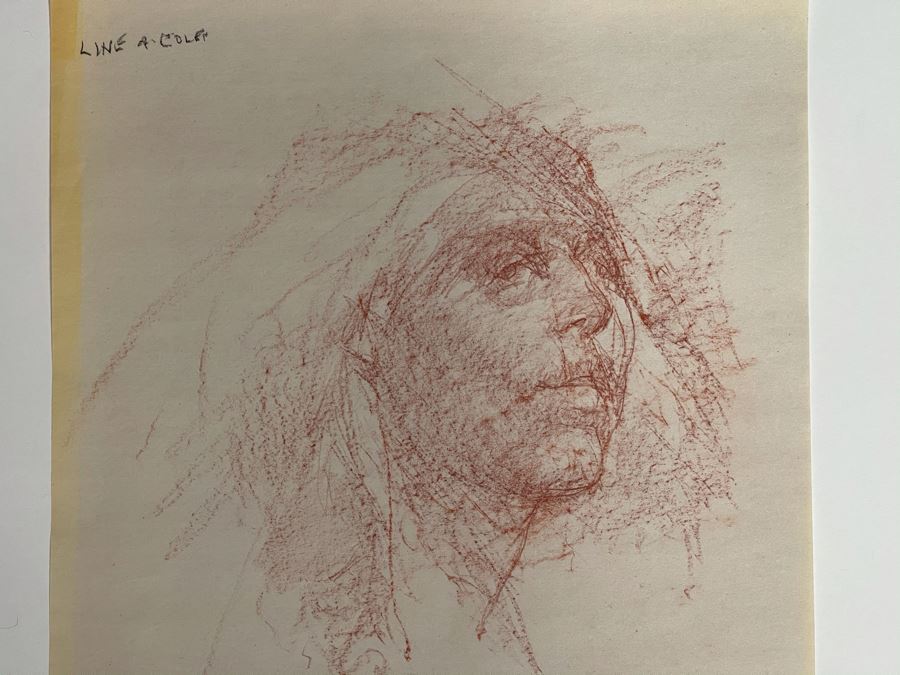 Max Turner Unsigned Original Face Portrait Drawing On Paper 12 X 15 [Photo 1]