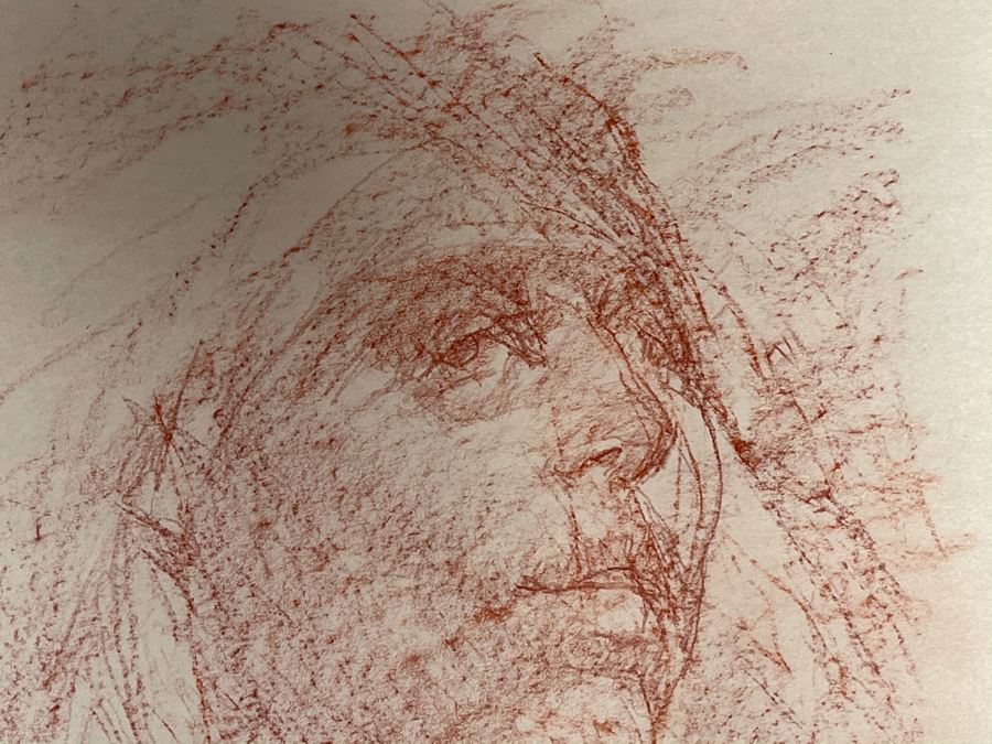 Max Turner Unsigned Original Face Portrait Drawing On Paper 12 X 15 [Photo 6]