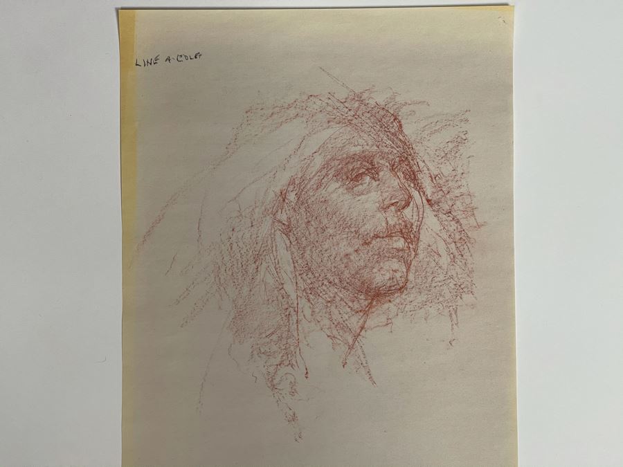 Max Turner Unsigned Original Face Portrait Drawing On Paper 12 X 15 [Photo 3]