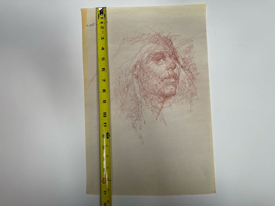 Max Turner Unsigned Original Face Portrait Drawing On Paper 12 X 15 [Photo 9]