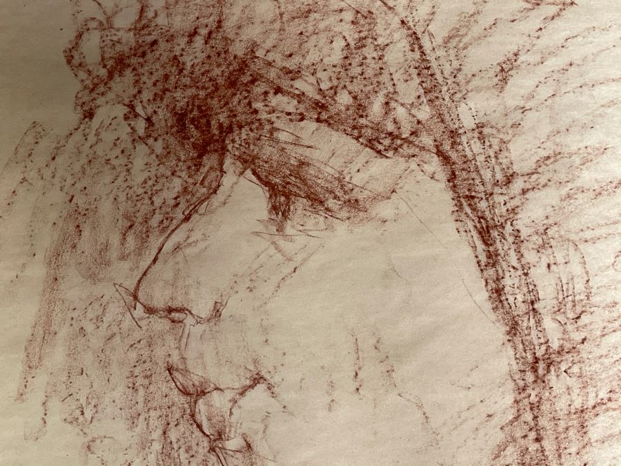 Max Turner Unsigned Original Face Portrait Drawing On Paper 12 X 16 [Photo 5]