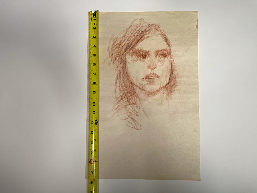 Max Turner Unsigned Original Face Portrait Drawing On Paper 12 X 15 [Photo 9]