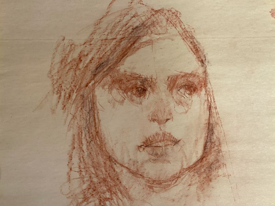 Max Turner Unsigned Original Face Portrait Drawing On Paper 12 X 15 [Photo 4]