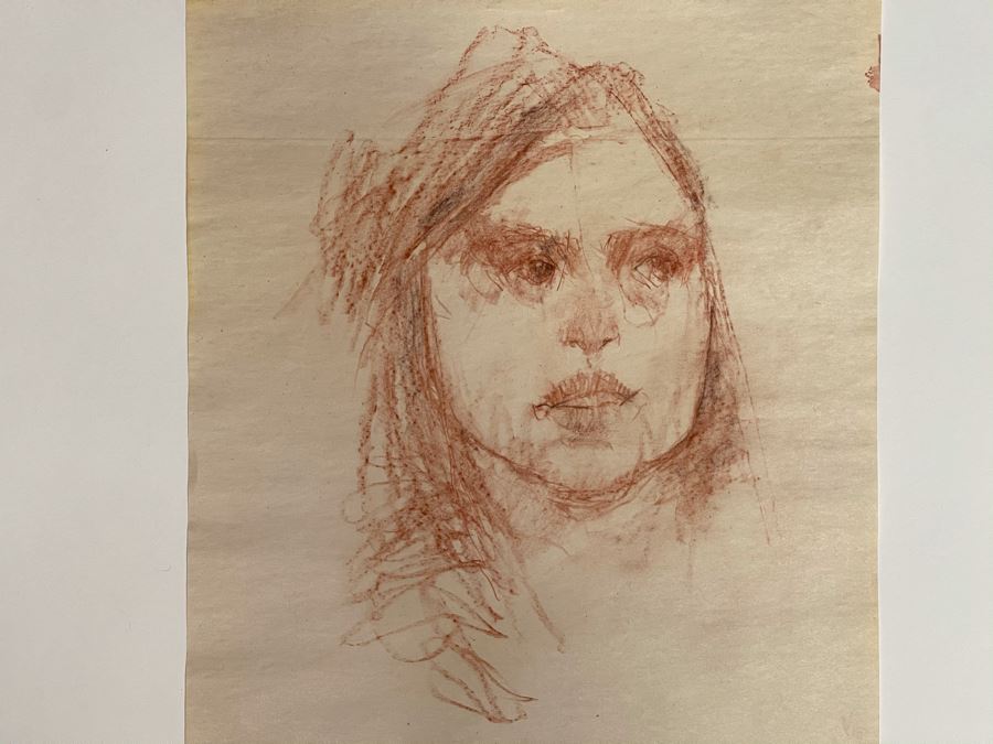 Max Turner Unsigned Original Face Portrait Drawing On Paper 12 X 15 [Photo 3]