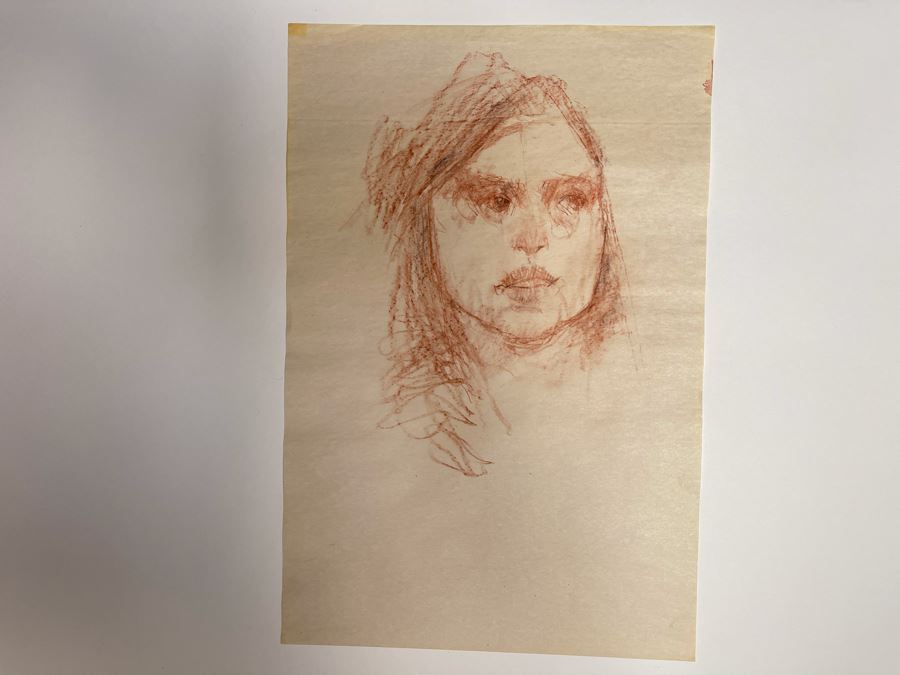 Max Turner Unsigned Original Face Portrait Drawing On Paper 12 X 15 [Photo 2]