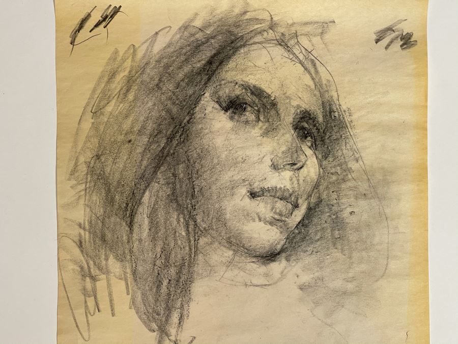 Max Turner Unsigned Original Face Portrait Drawing On Paper 12 X 15 [Photo 4]