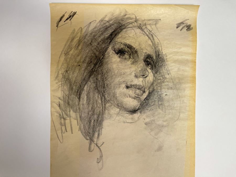 Max Turner Unsigned Original Face Portrait Drawing On Paper 12 X 15 [Photo 3]