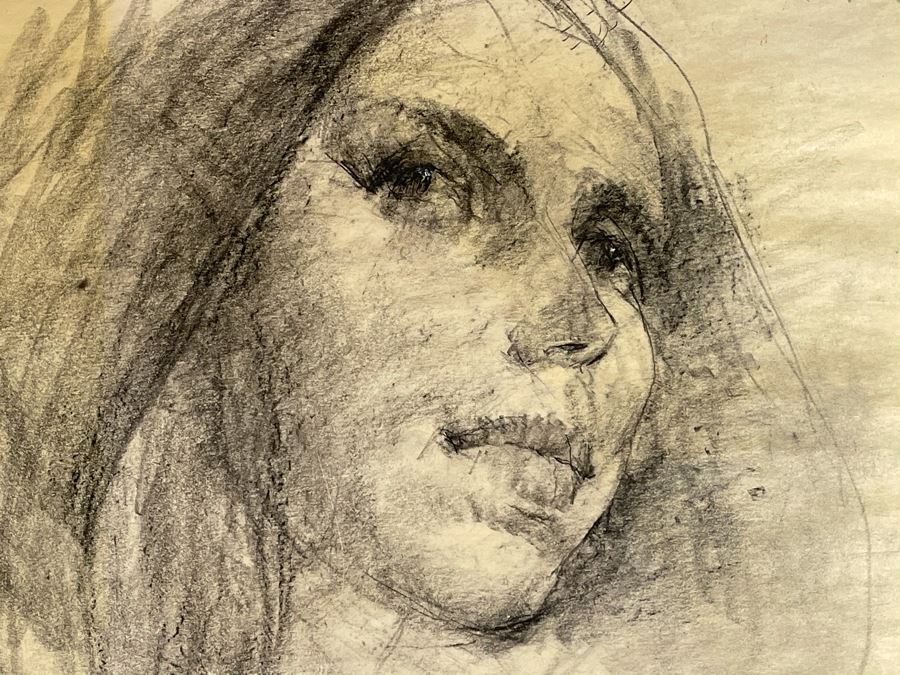 Max Turner Unsigned Original Face Portrait Drawing On Paper 12 X 15 [Photo 5]