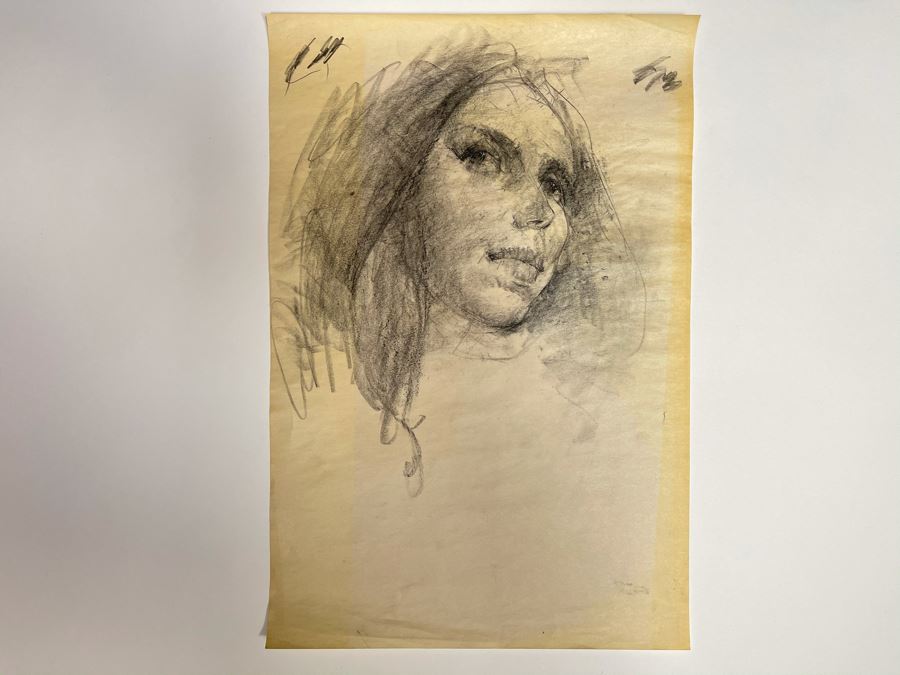 Max Turner Unsigned Original Face Portrait Drawing On Paper 12 X 15 [Photo 2]