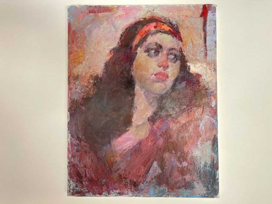Max Turner Unsigned Original Face Portrait Painting On Canvas 14 X 18 [Photo 3]