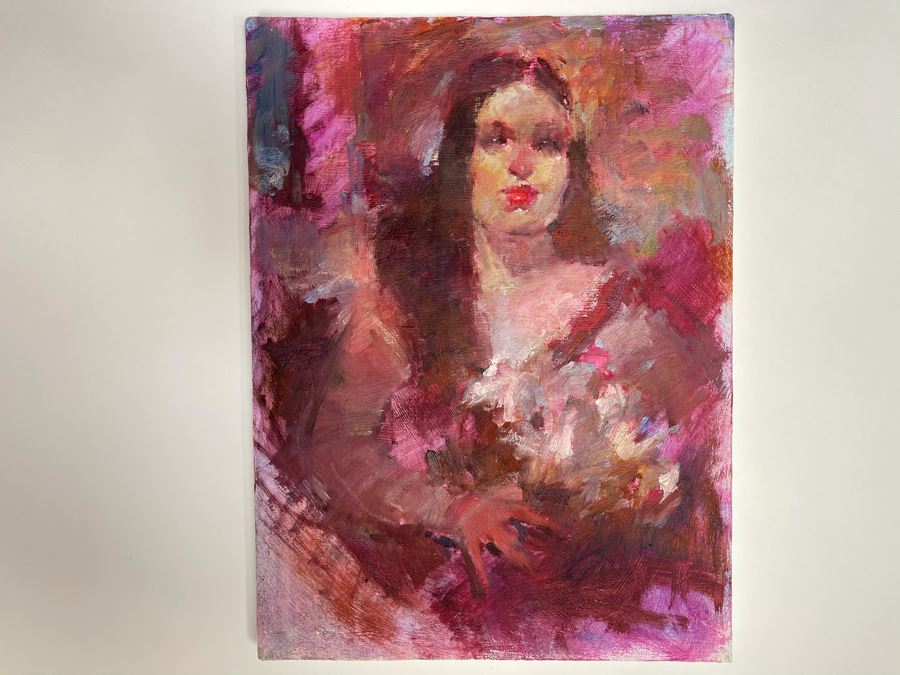 Max Turner Unsigned Original Face Portrait Painting On Canvas 12 X 16 [Photo 2]